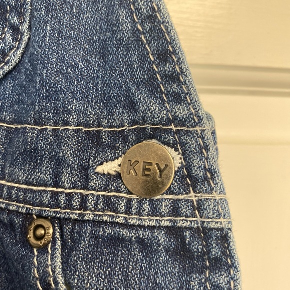 Toddler Key Brand Denim Adjustable Blue Jean Bibs 2T farmer Country Hillbilly - Picture 4 of 16